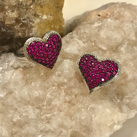 SOLD Ruby or Pink Sapphire Heart Slide Pendant - Picture 4 of 4